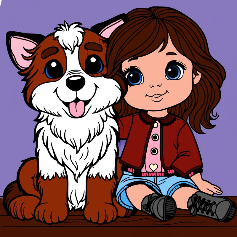 dog with cute girl