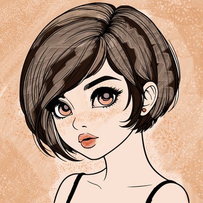 realistic girl with really short hair