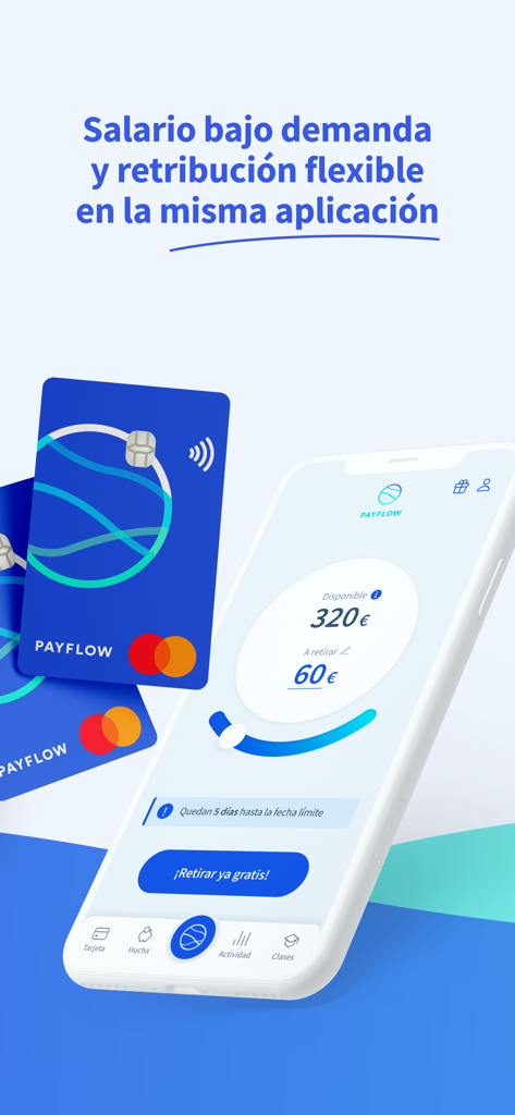 Mobile phone displaying the Payflow app interface for instant earned wage access and salary withdrawal