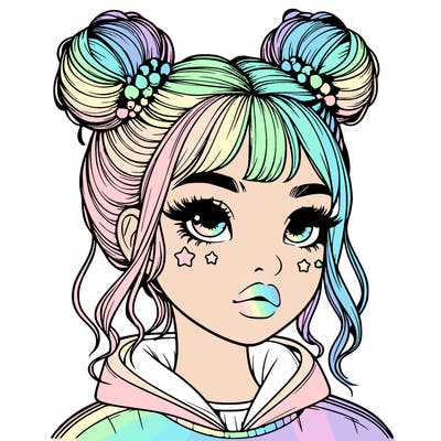 realistic girl with space buns