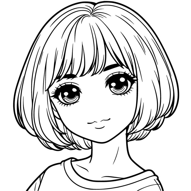 realistic girl with short hair