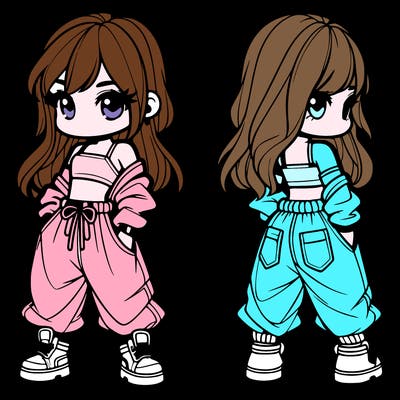 girl in crop top and baggy pants