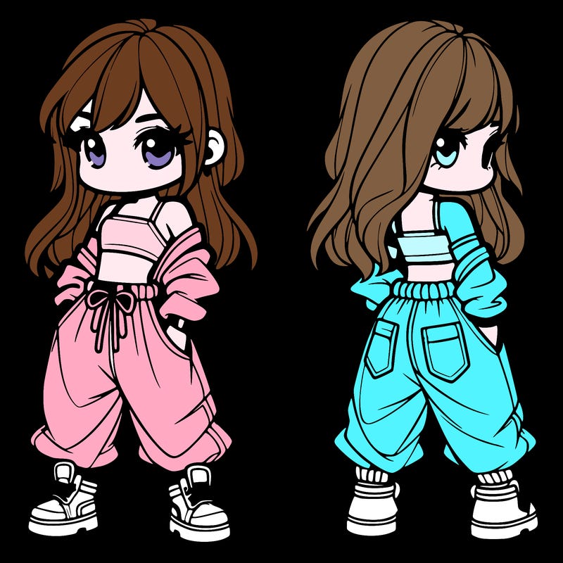 girl in crop top and baggy pants