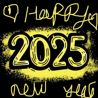 one line scrawled numbers sketch design “2025”