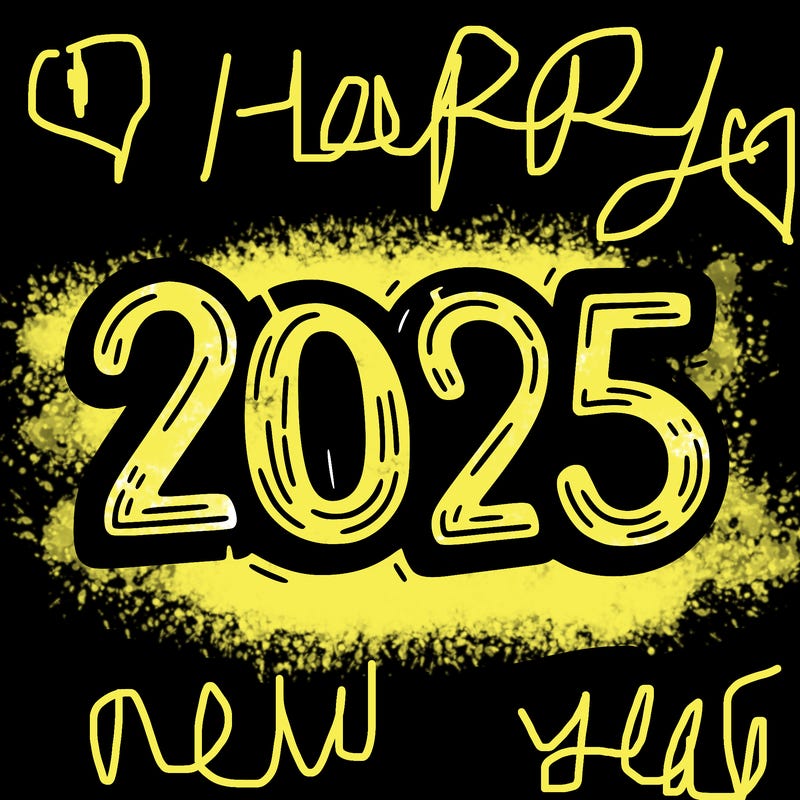one line scrawled numbers sketch design “2025”