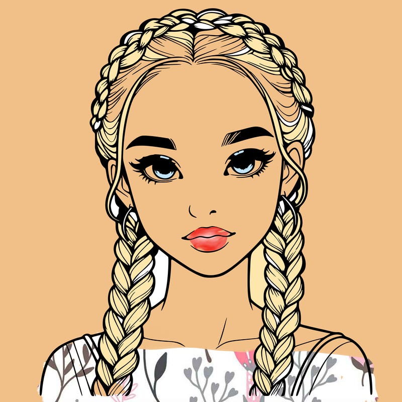 realistic girl with braids