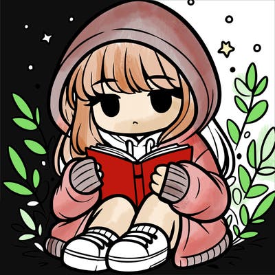 girl in oversized hoodie reading a book
