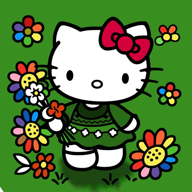hello kitty with flowers