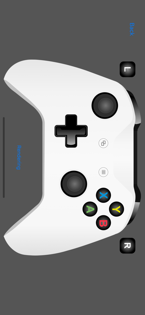 Digital interface of a white Xbox controller used for testing button and joystick functionality on mobile.