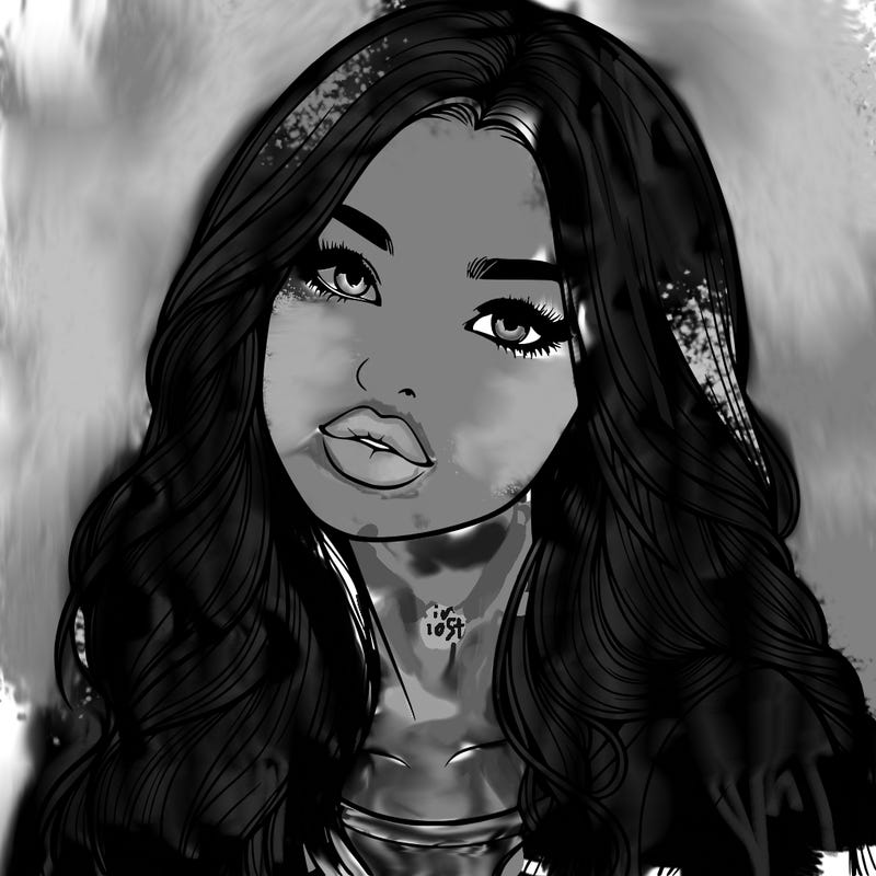 realistic girl with hair on her hair and lips