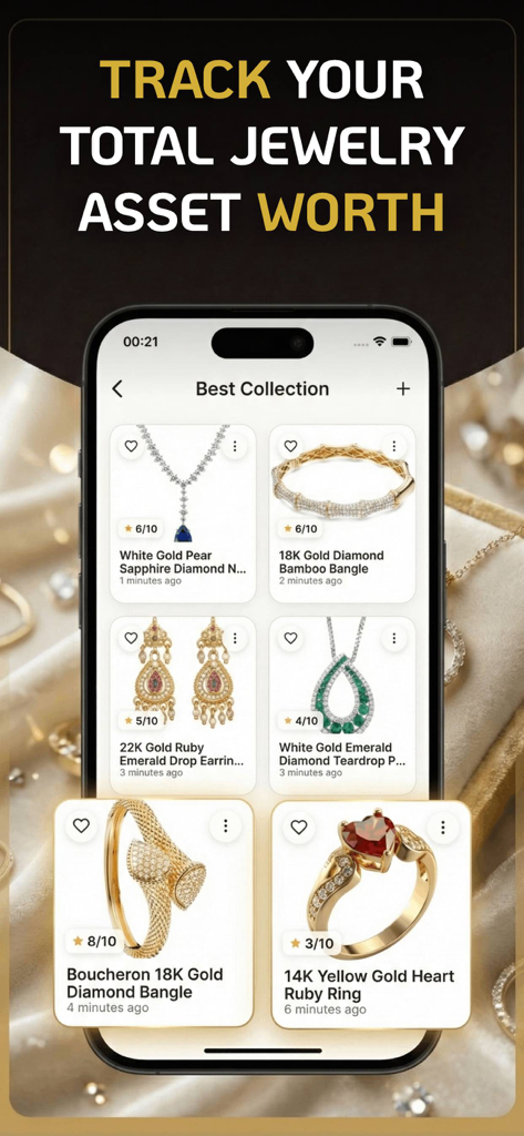 Jewelry collection management and asset valuation in the Gemly app