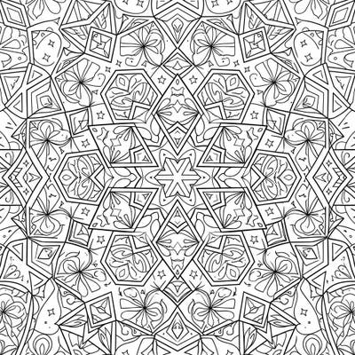 Dive into a world of intricate patterns with this captivating hexagonal geometric mandala coloring page. Its perfectly balanced design offers a satisfying challenge for colorists of all levels.