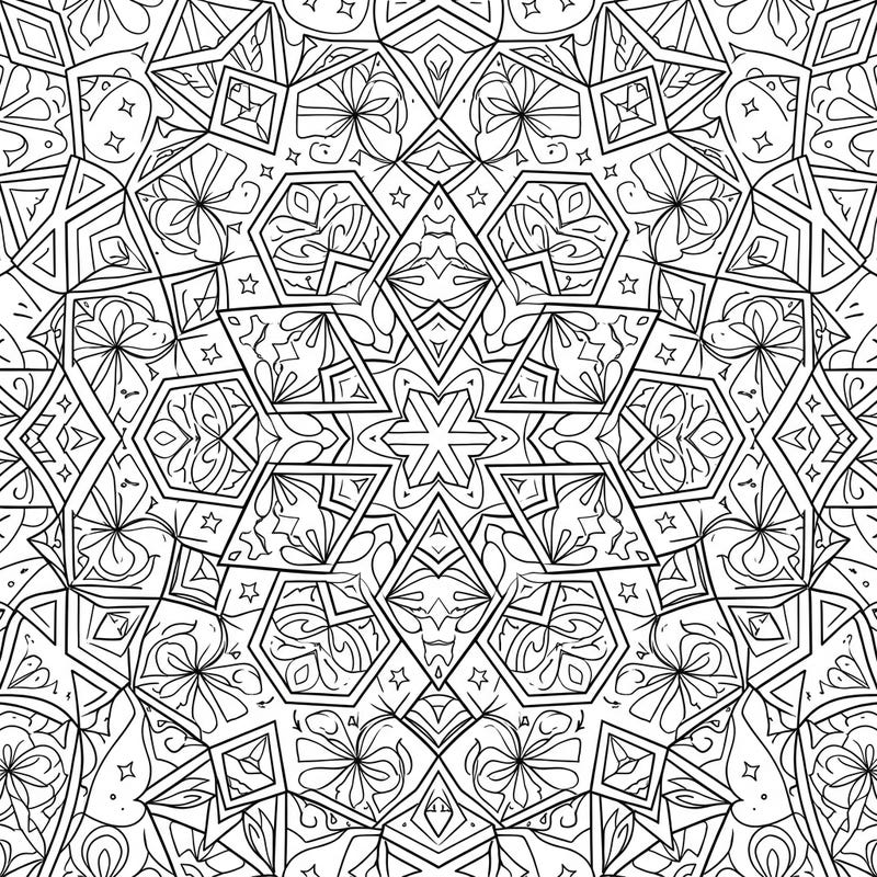 Dive into a world of intricate patterns with this captivating hexagonal geometric mandala coloring page. Its perfectly balanced design offers a satisfying challenge for colorists of all levels.