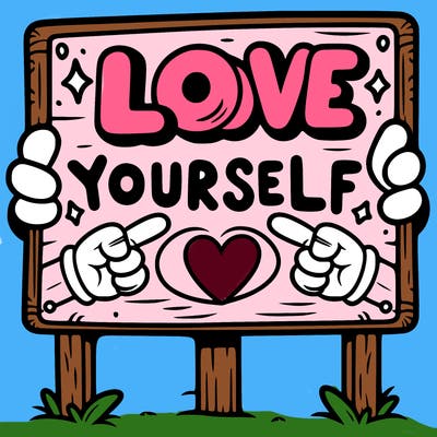 a sign where it is written: love yourself
