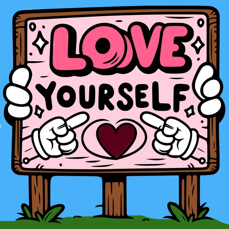 a sign where it is written: love yourself