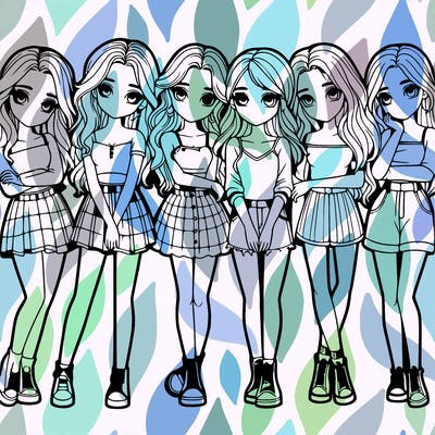 a group of girls realistic