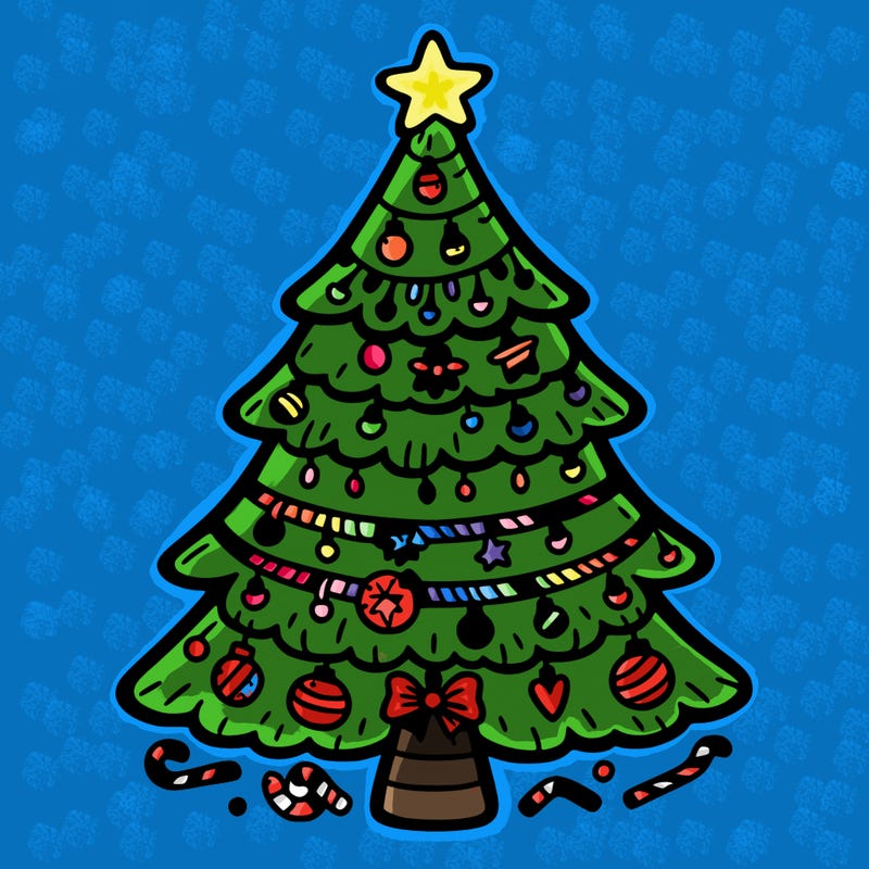 christmas tree with lots of details