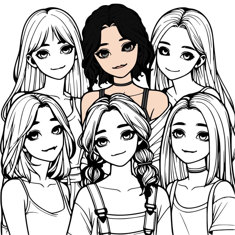 a group of girls realistic