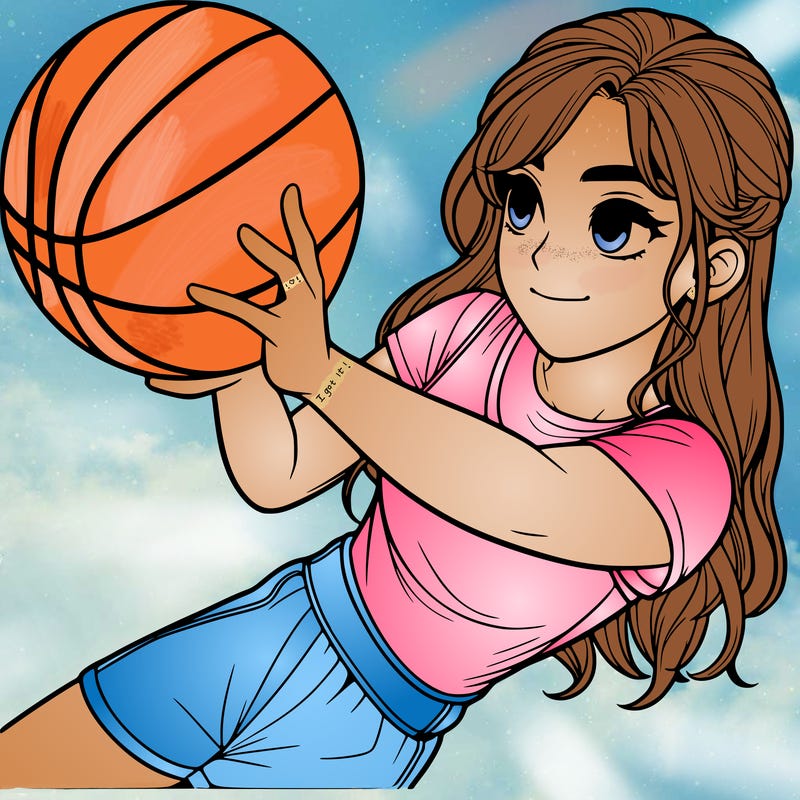 realistic girl playing basketball