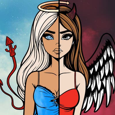 devil vs angel realistic girl