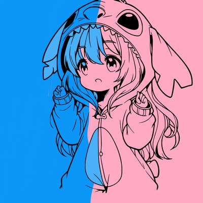 anime girl in a stitch onsie