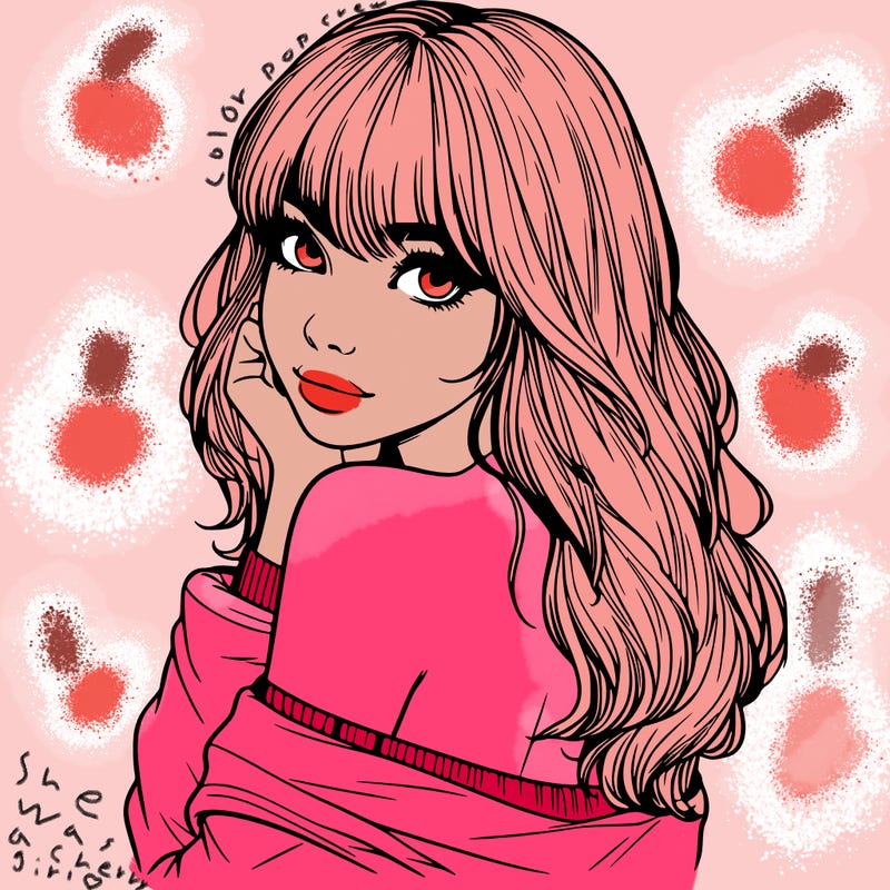 realistic girl with bangs looking over her shoulder