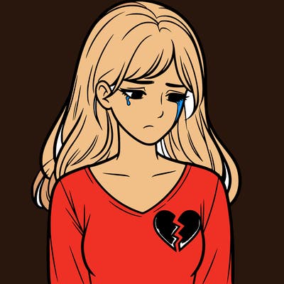 sad woman realistic with broken heart