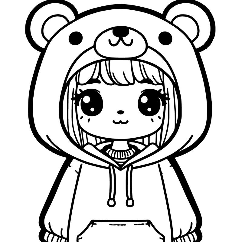 girl wearing bear hoodie
