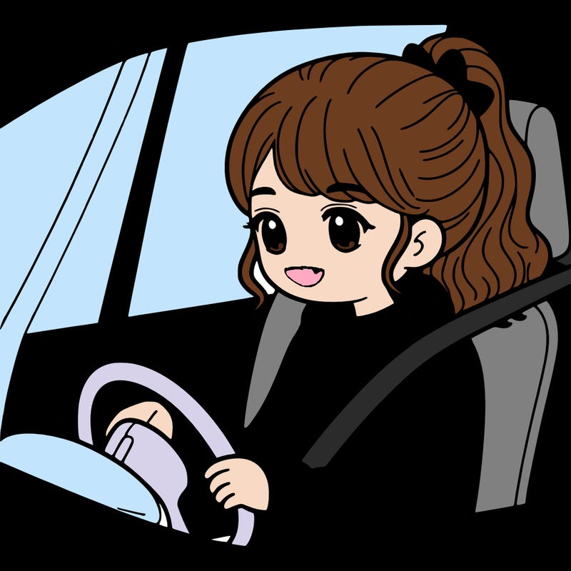 a girl in a car