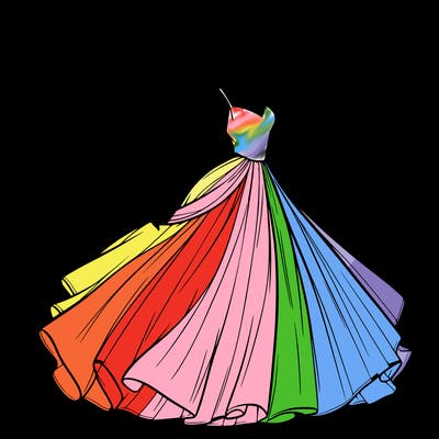 realistic woman with dress flowing in the wind