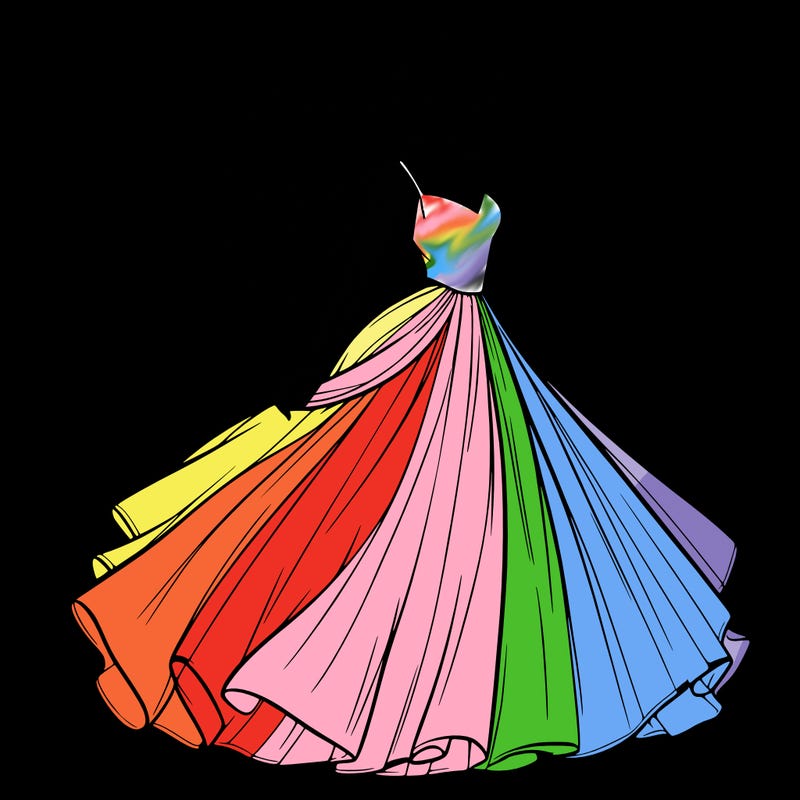 realistic woman with dress flowing in the wind