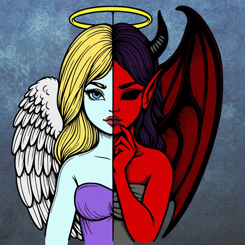 realistic angel half demon