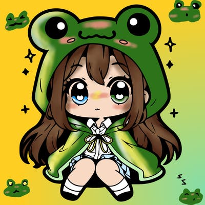 chibi girl with frog hoodie