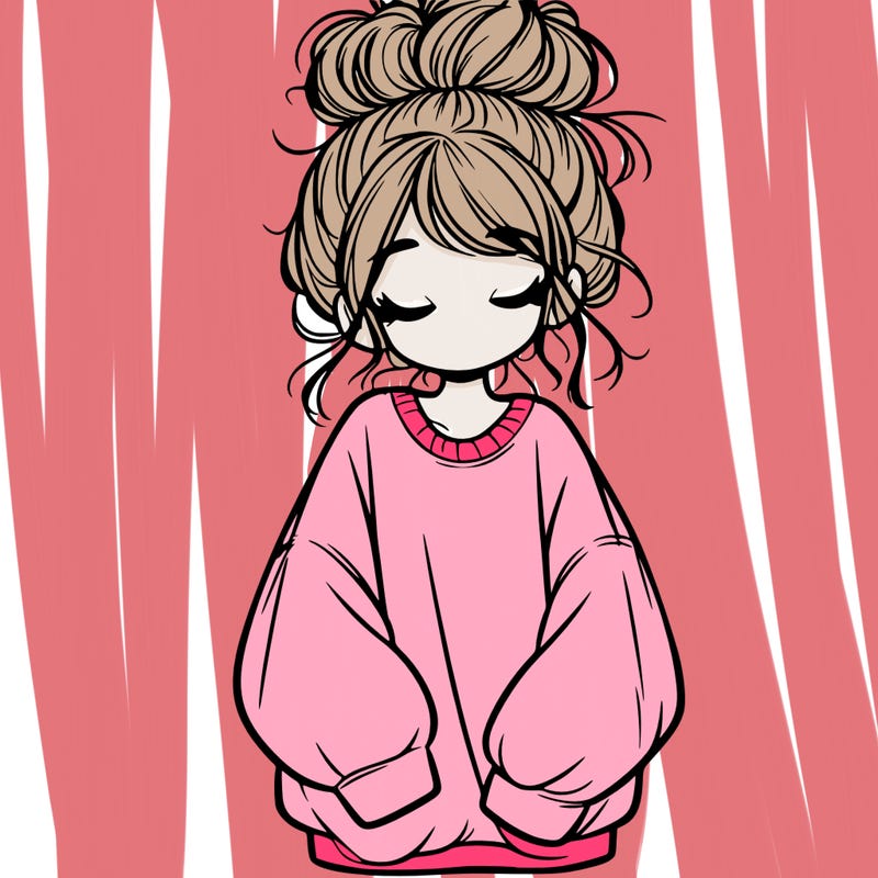 girl with baggy sweatshirt and messy bun