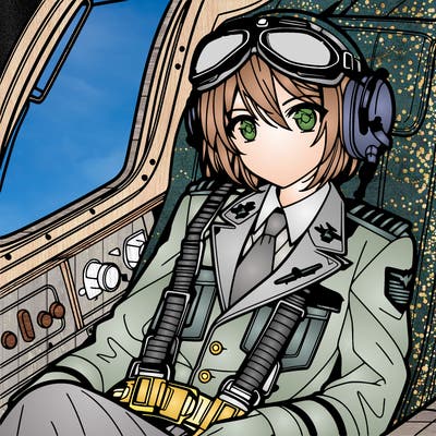 a pilot in plane in an anime design