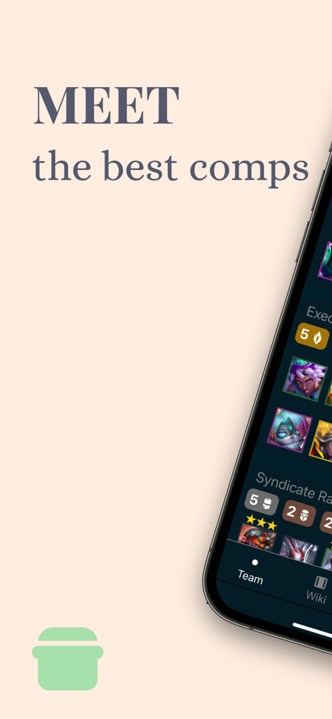 Una pantalla de teléfono móvil mostrando la interfaz de la aplicación Team TFT con las mejores composiciones de equipo.