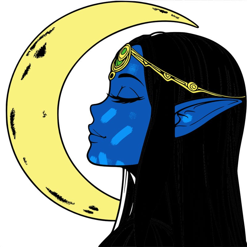 a realistic moon elf