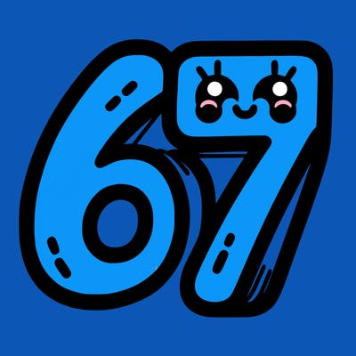 the numbers 67