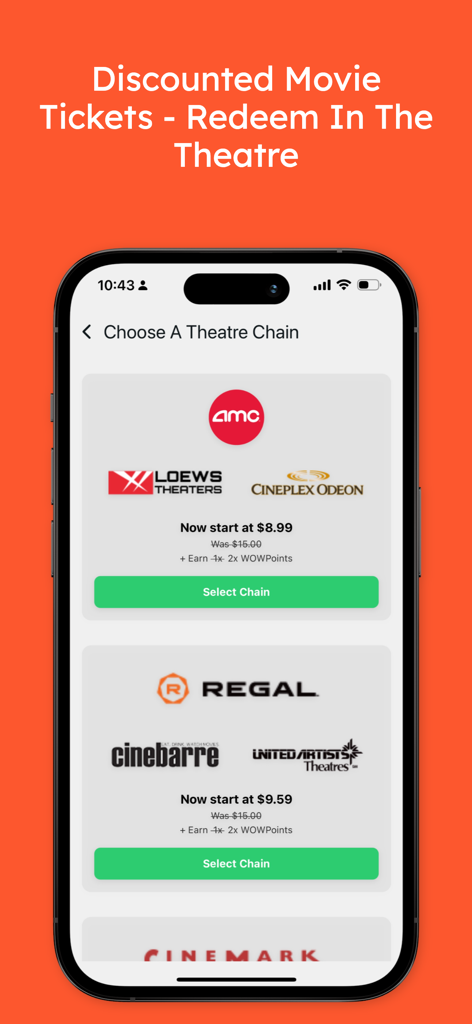 Perks at Work - Perks at Work app screen showing discounted movie tickets for AMC and Regal theaters