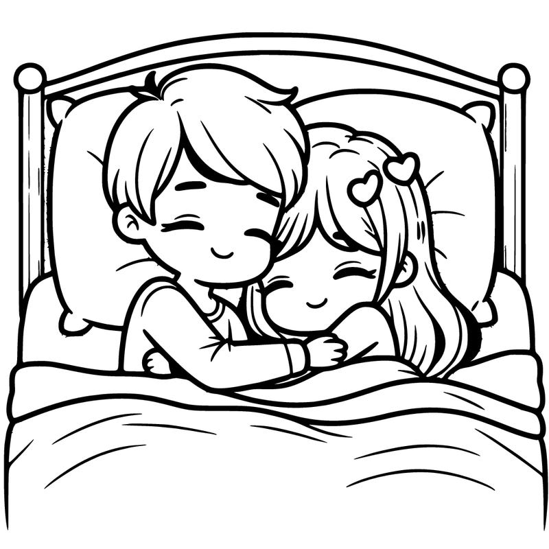 cute couple cuddling in bed