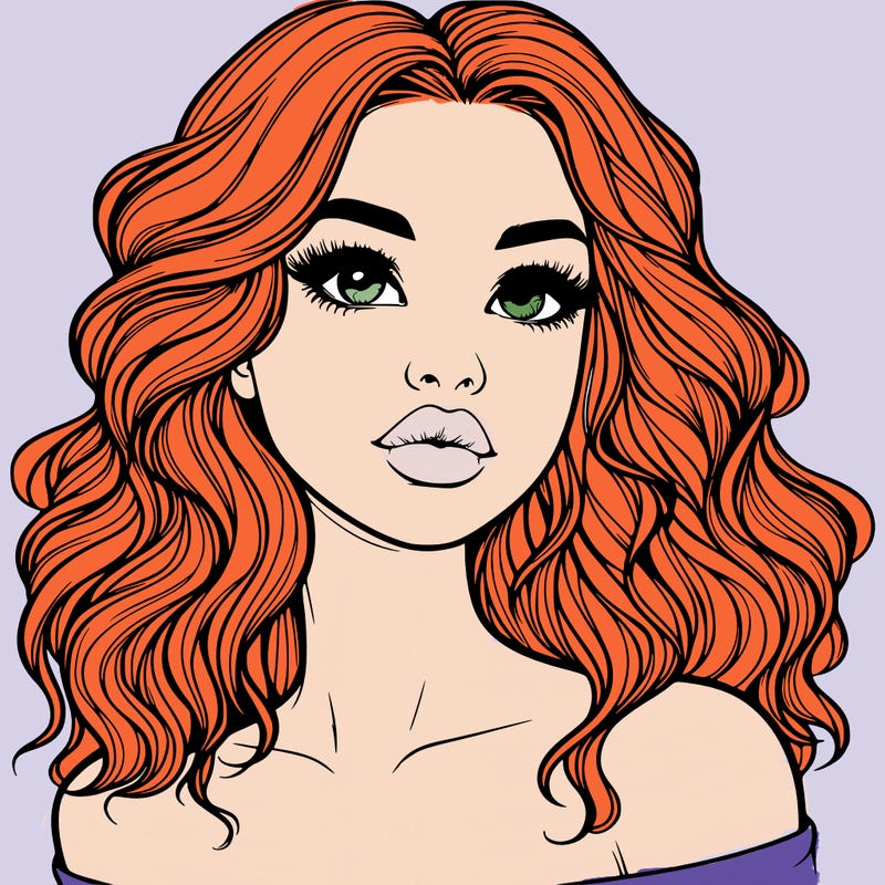 realistic girl with wavy hair and lips