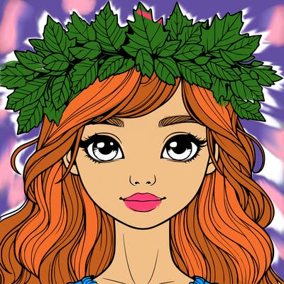 realistic girl with fall leaf crown