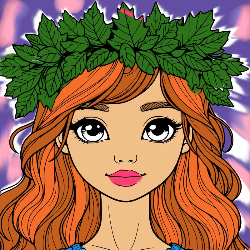 realistic girl with fall leaf crown