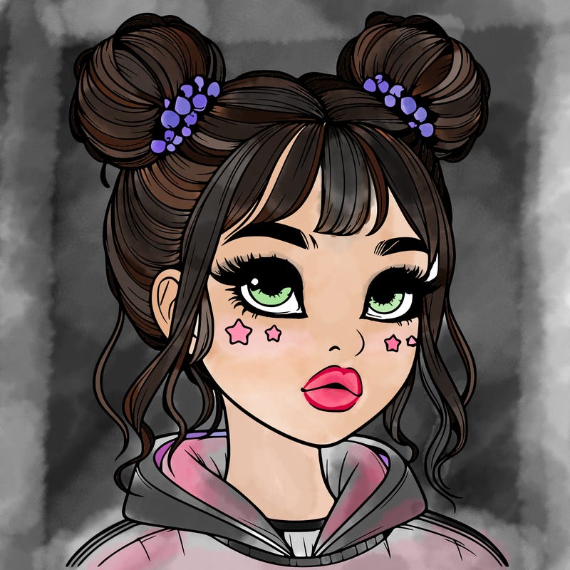 realistic girl with space buns