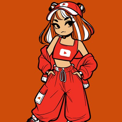 girl in crop top and baggy pants
