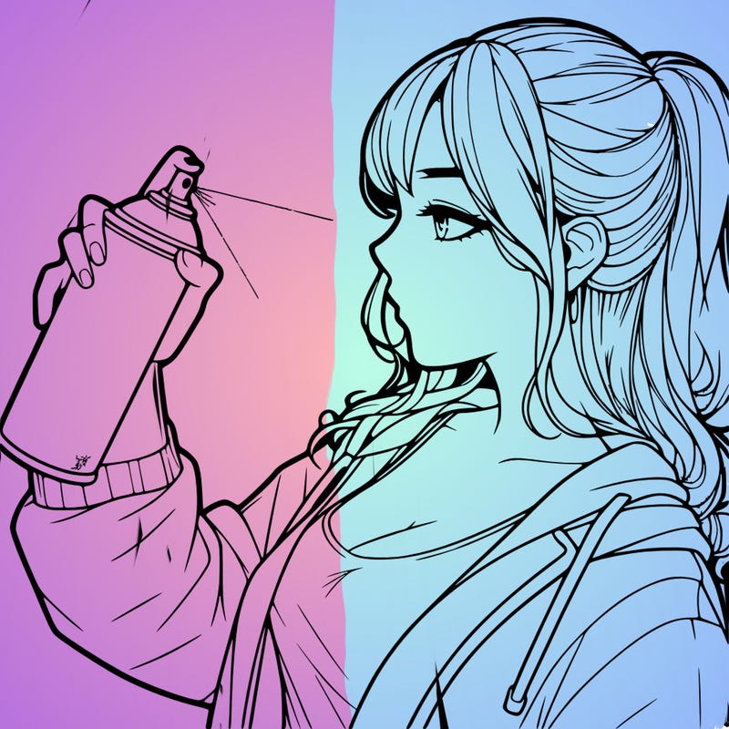 a realistic girl spray, painting