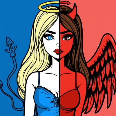devil vs angel realistic girl