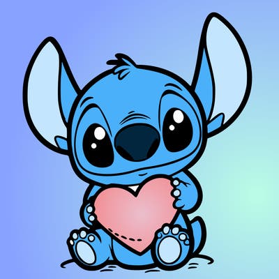 stich holding a heart