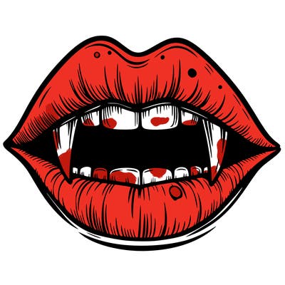 lips with vampire teeth