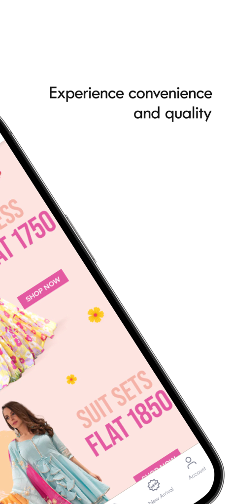 Aachho mobile app screen showing designer suit sets and shopping offers